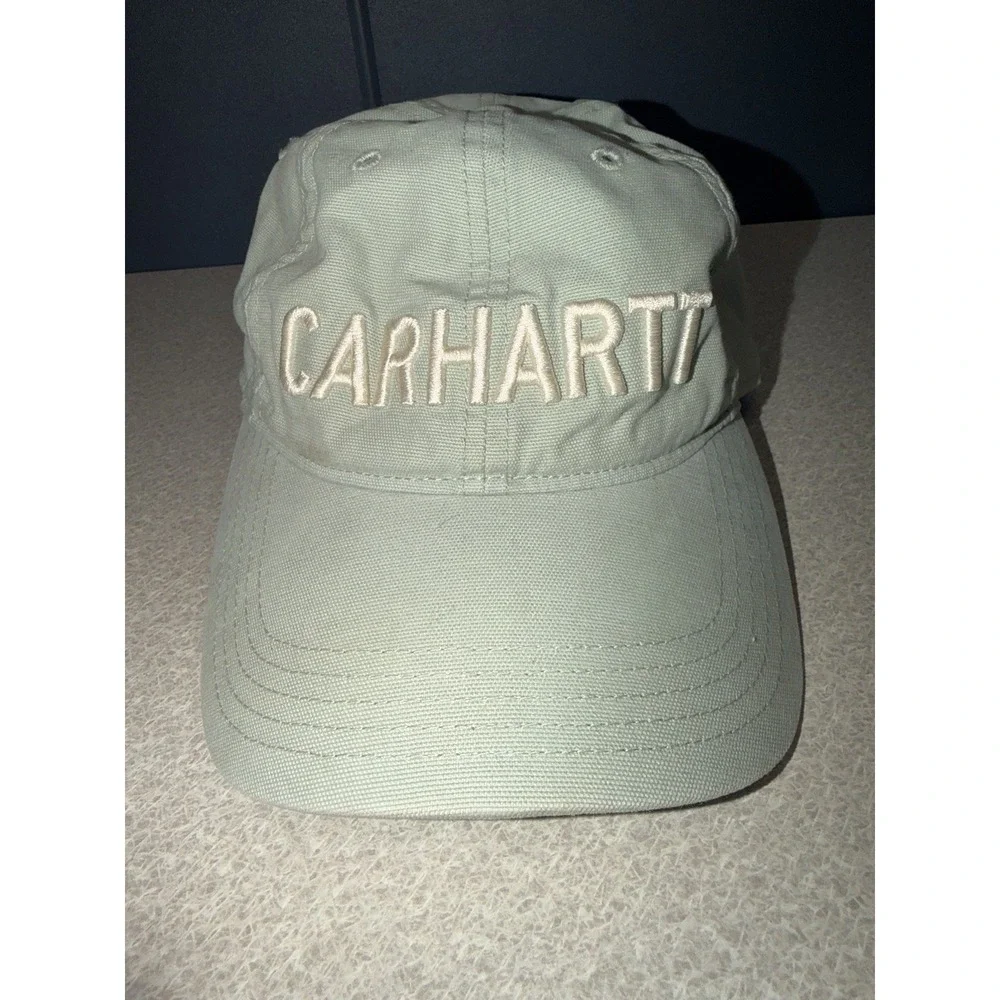Carhartt‎ Hat Women's Adjustable Mint Green Canvas Patch Spellout 100141 One Sz